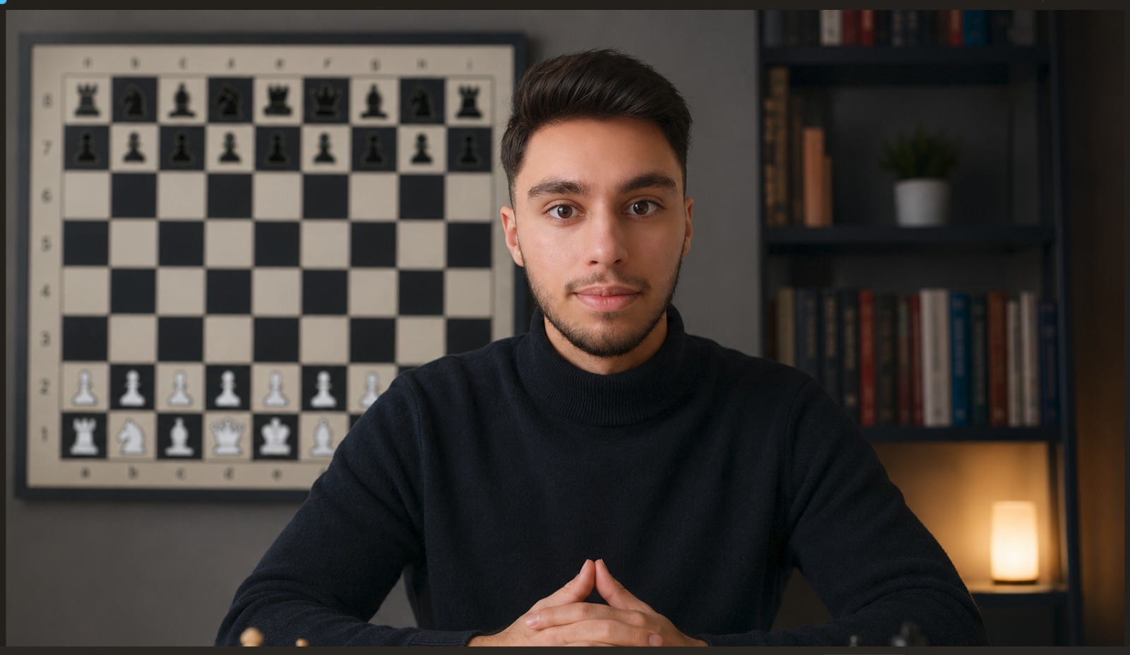 FIDE Master Tanmay Chopra at a chessboard